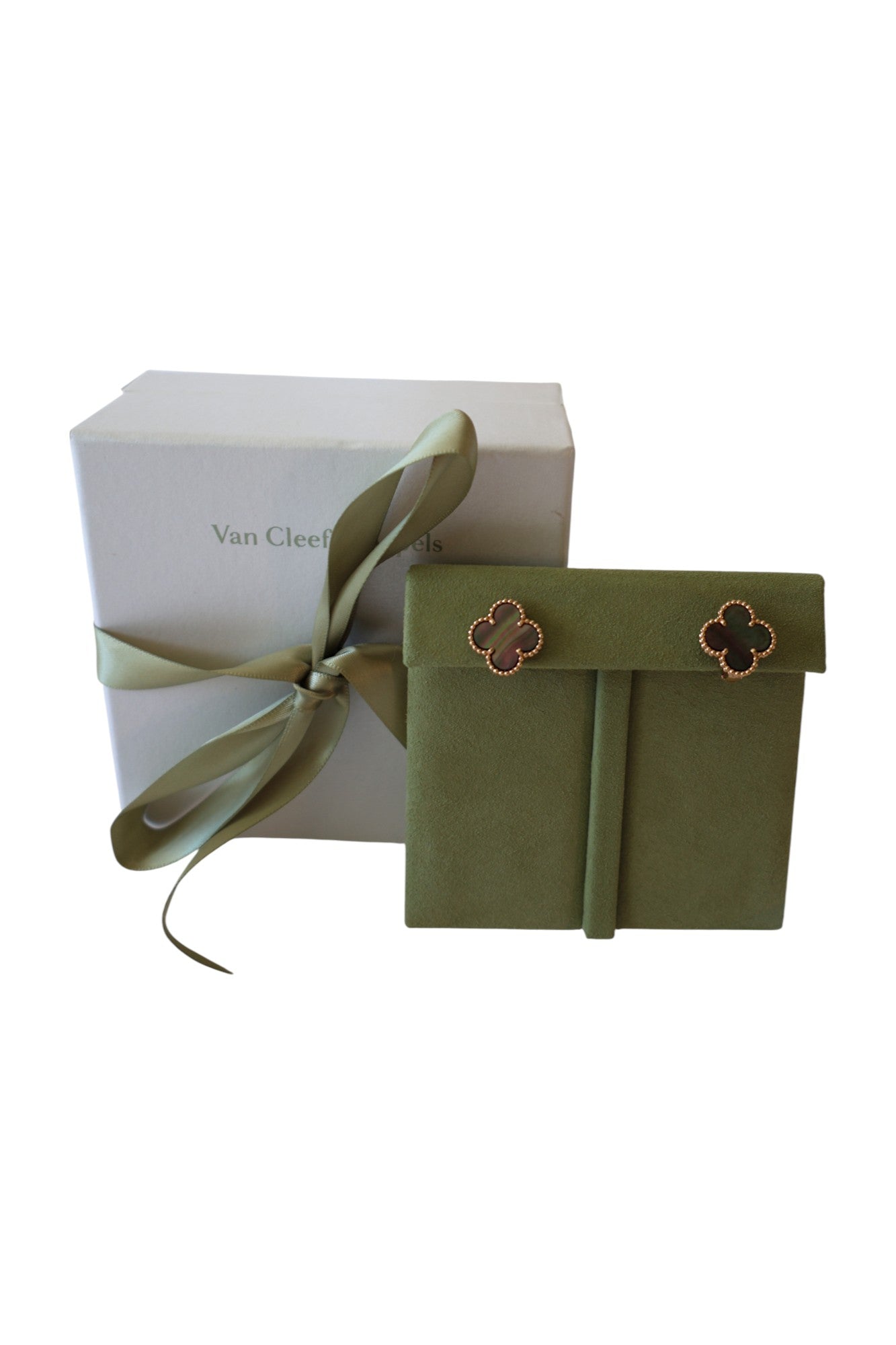 Van Cleef & Arpels 18K Rose Gold Grey Mother of Pearl Magic Alhambra Earrings