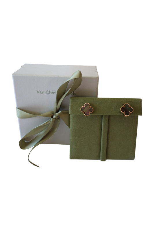 Van Cleef & Arpels 18K Rose Gold Grey Mother of Pearl Magic Alhambra Earrings