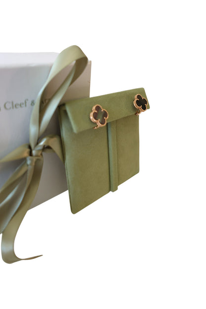 Van Cleef & Arpels 18K Rose Gold Grey Mother of Pearl Magic Alhambra Earrings