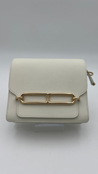Hermès Roulis Mini 18 Bag White Evercolor With Permabrass hardware
