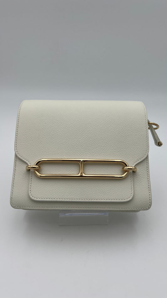 Hermès Roulis Mini 18 Bag White Evercolor With Permabrass hardware