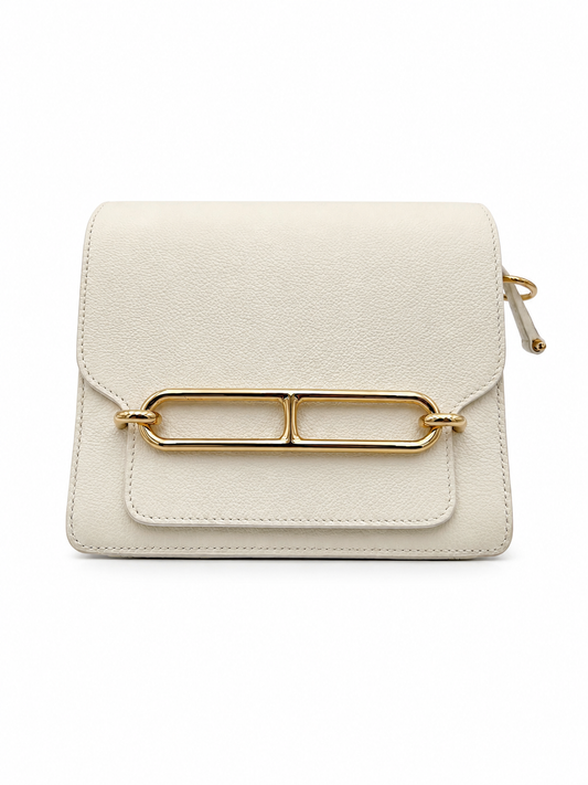 Hermès Roulis Mini 18 Bag White Evercolor With Permabrass hardware