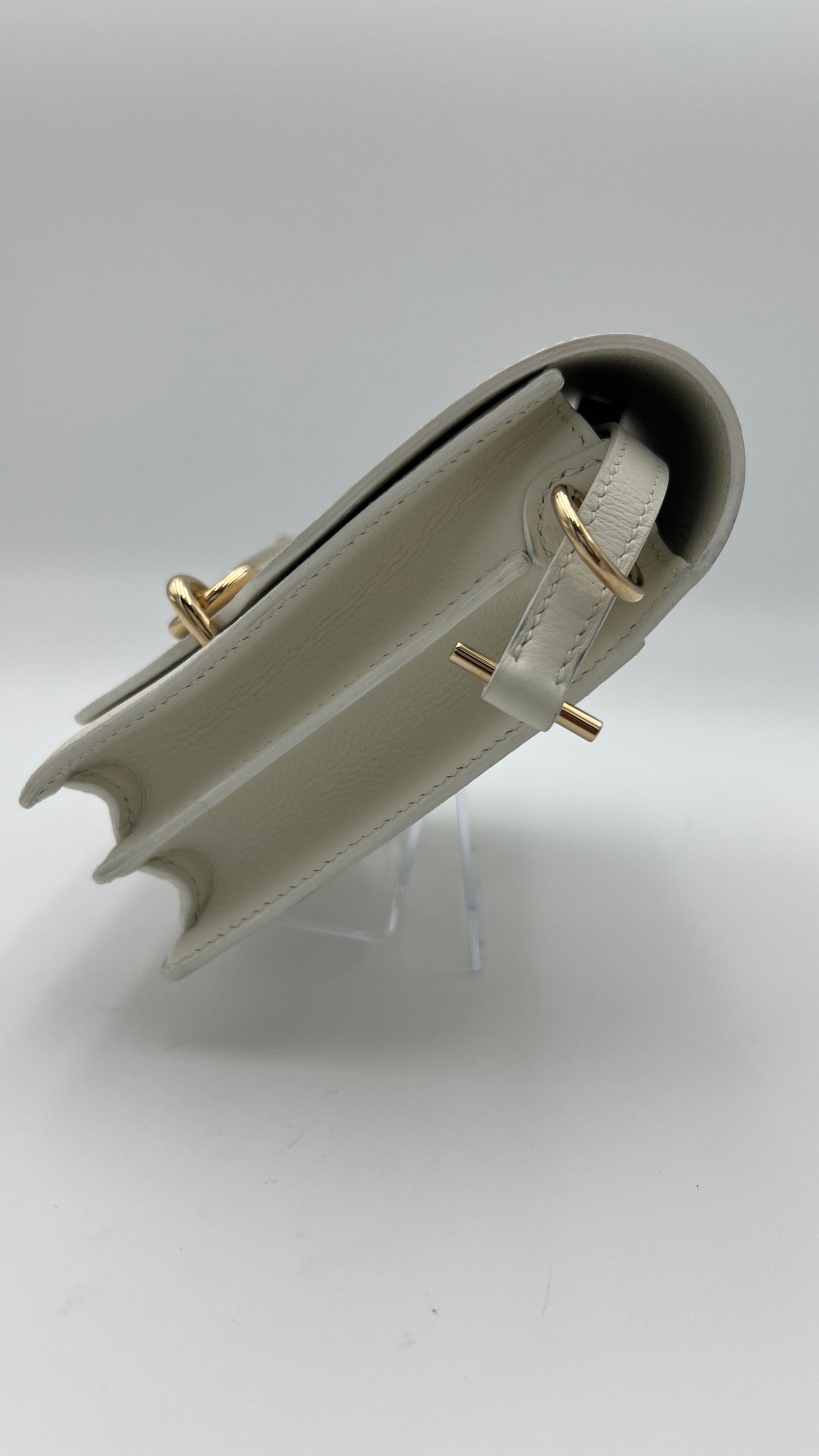 Hermès Roulis Mini 18 Bag White Evercolor With Permabrass hardware
