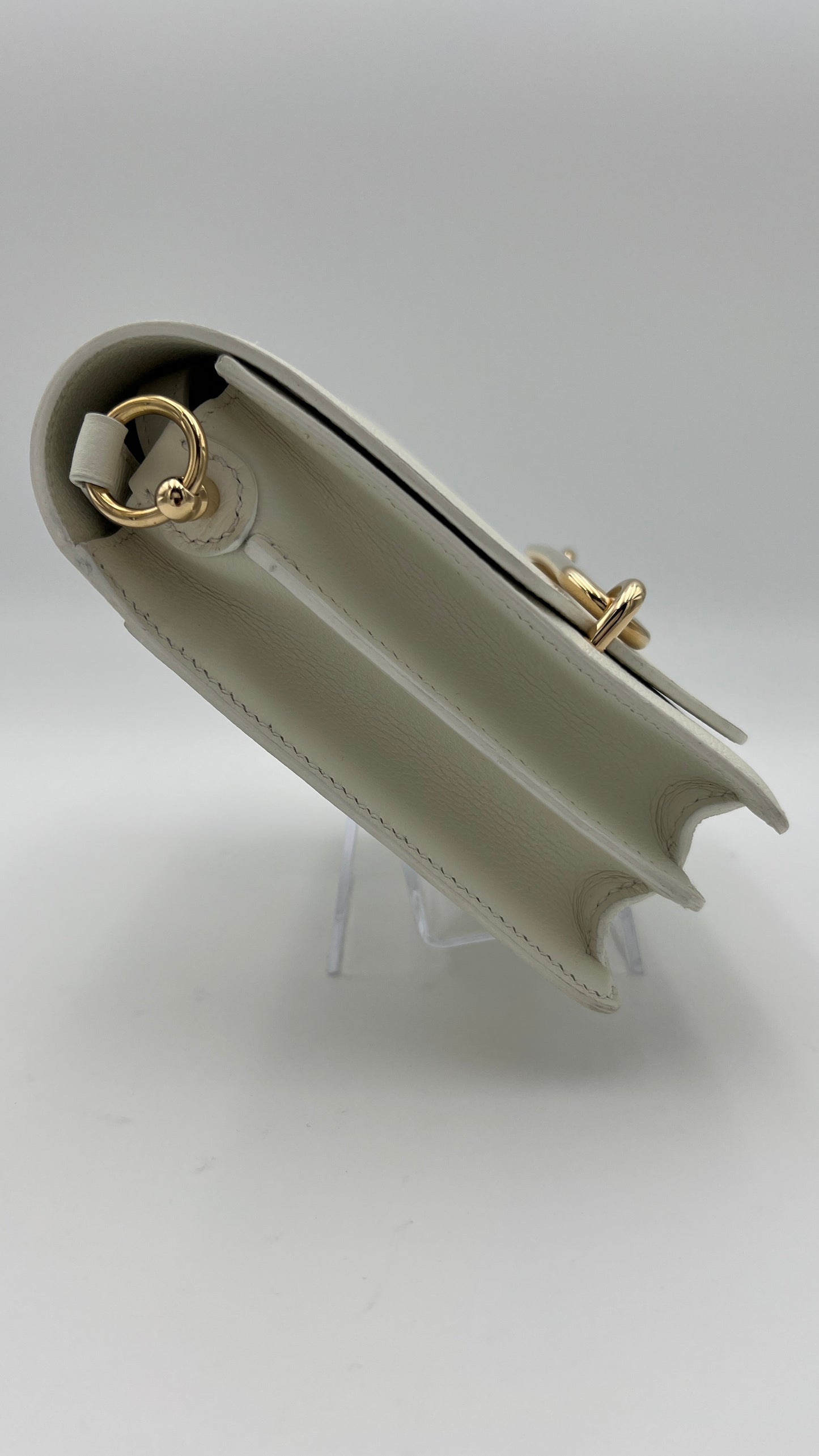 Hermès Roulis Mini 18 Bag White Evercolor With Permabrass hardware