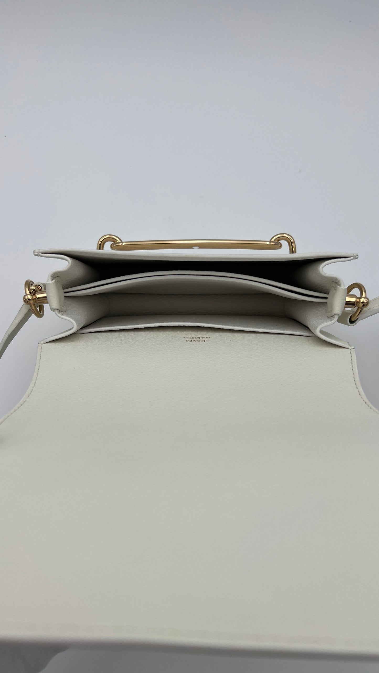 Hermès Roulis Mini 18 Bag White Evercolor With Permabrass hardware