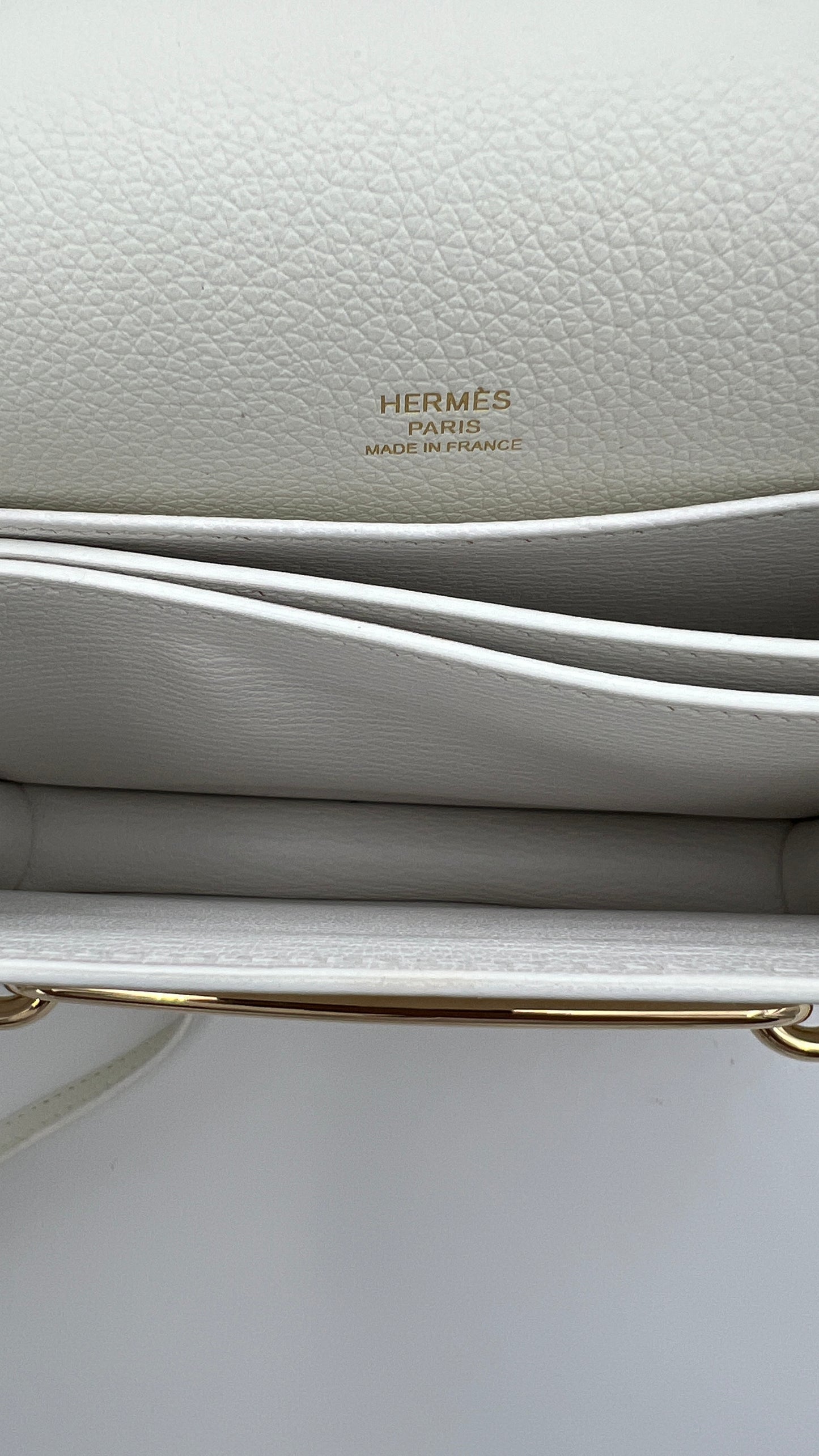 Hermès Roulis Mini 18 Bag White Evercolor With Permabrass hardware
