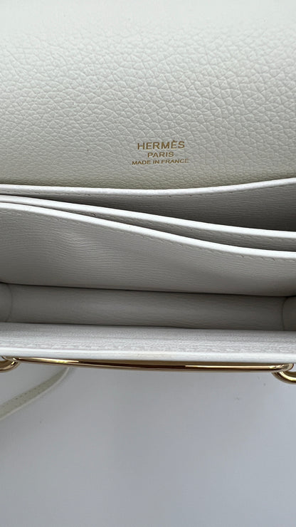 Hermès Roulis Mini 18 Bag White Evercolor With Permabrass hardware