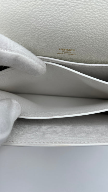 Hermès Roulis Mini 18 Bag White Evercolor With Permabrass hardware