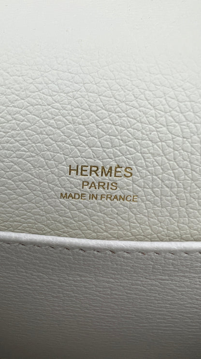 Hermès Roulis Mini 18 Bag White Evercolor With Permabrass hardware