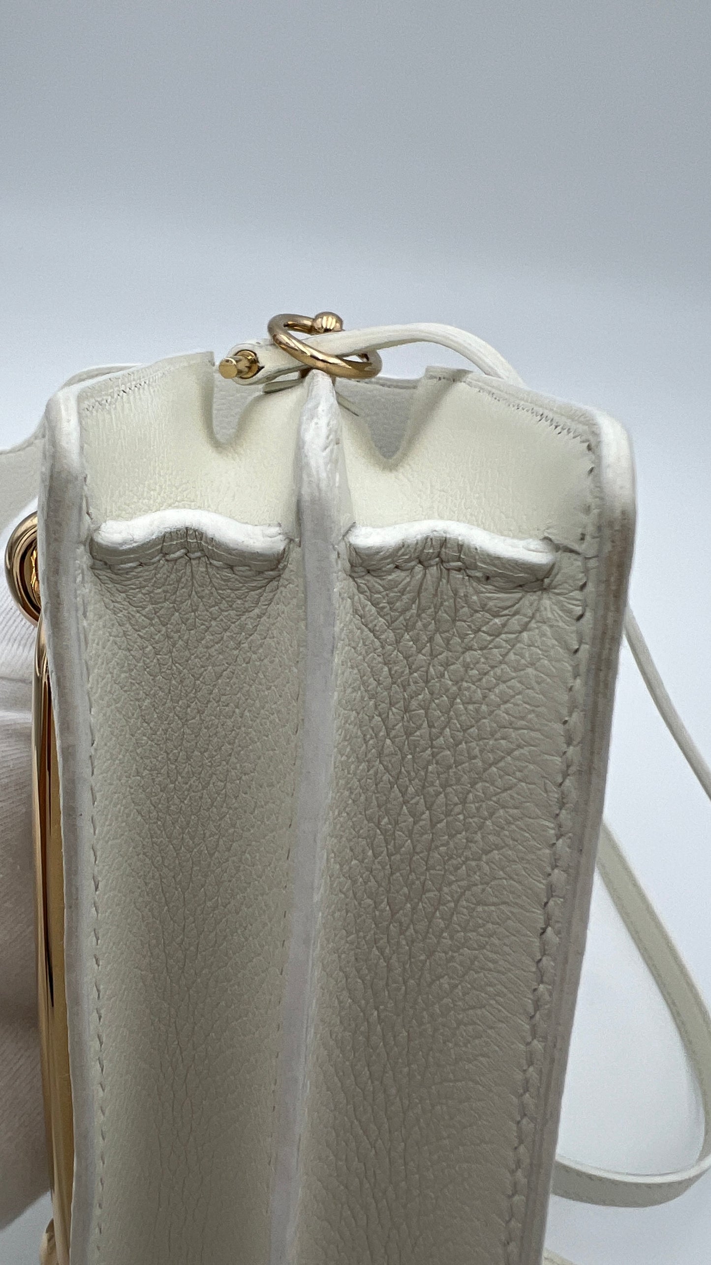 Hermès Roulis Mini 18 Bag White Evercolor With Permabrass hardware