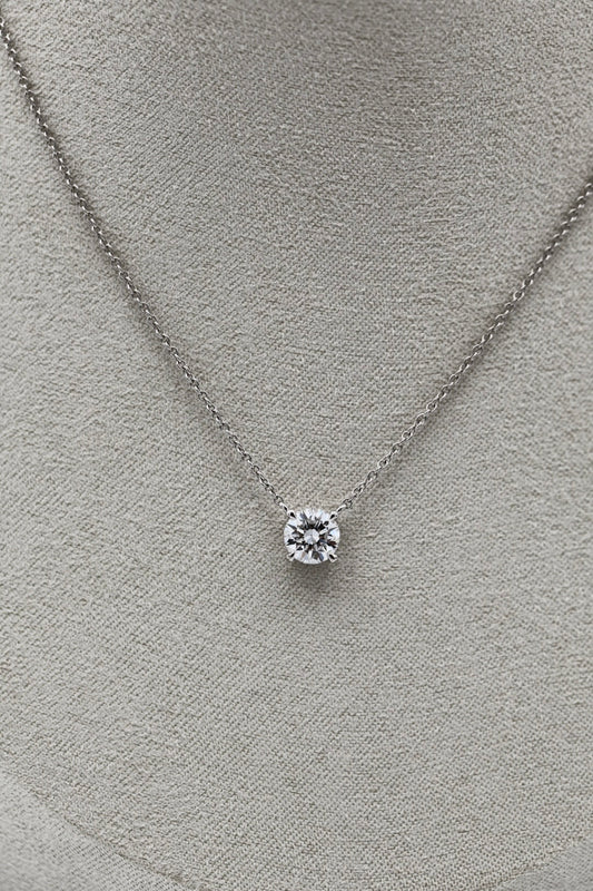 Round Shape Diamond Necklace 14K Solid Gold – 1.00 CT