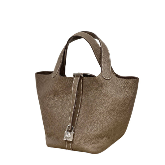 HERMES Taurillon Clemence Picotin Lock 18 PM Etoupe