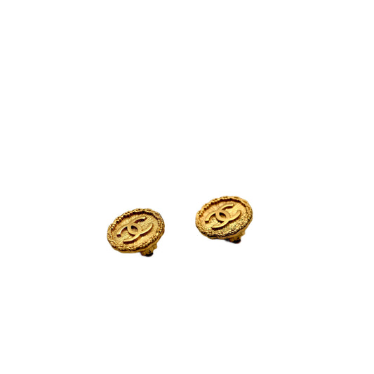 Chanel CC Logos Round Clip-On Earrings Vintage