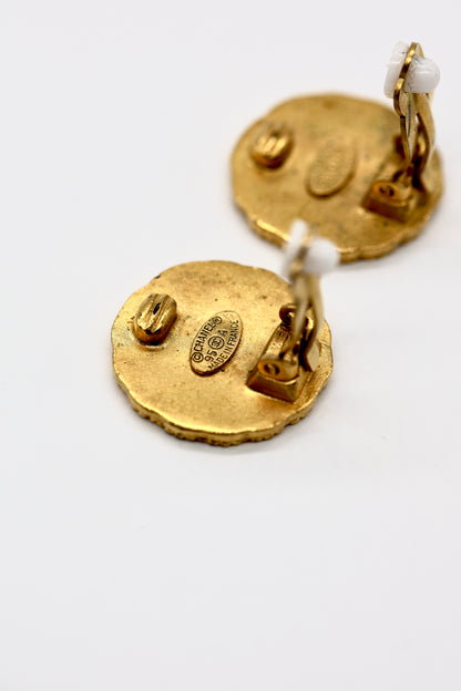 Chanel CC Logos Round Clip-On Earrings Vintage