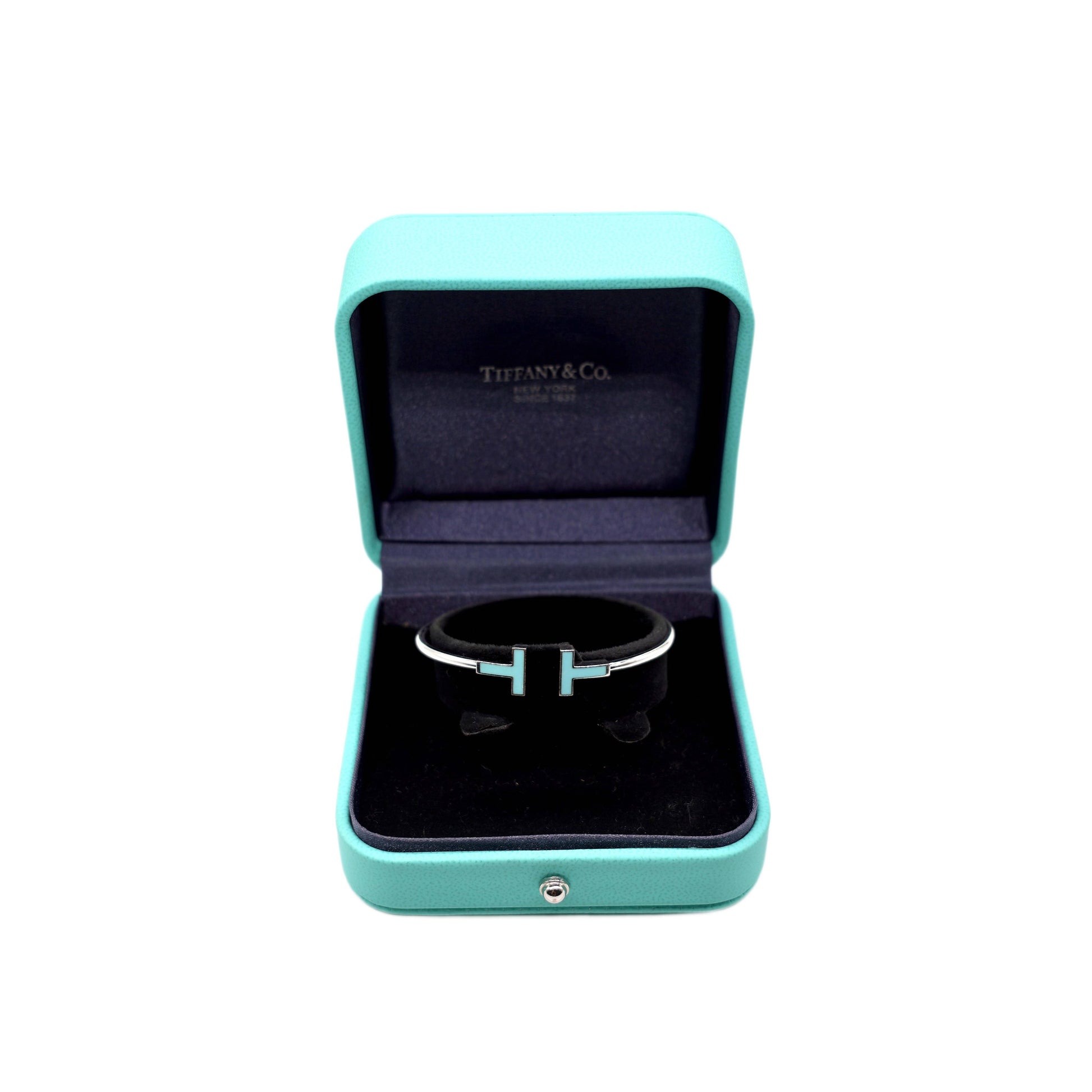 TIFFANY & CO. White Gold Turquoise T Wire Bracelet