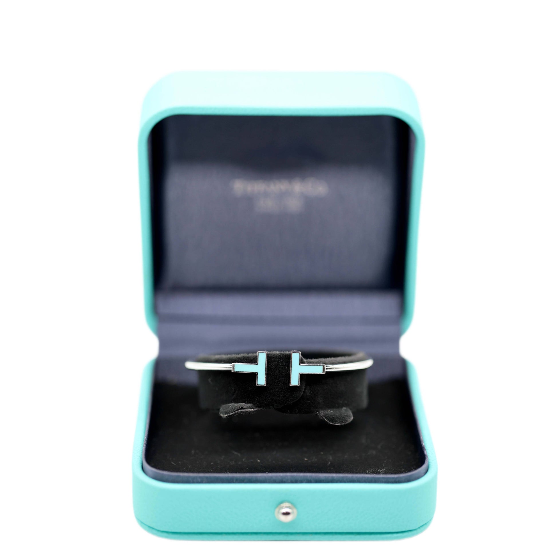 TIFFANY & CO. White Gold Turquoise T Wire Bracelet
