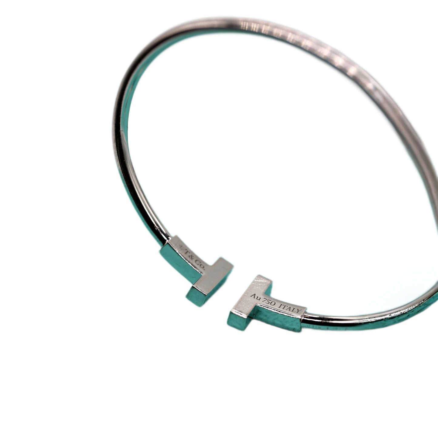 TIFFANY & CO. White Gold Turquoise T Wire Bracelet