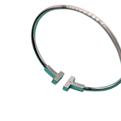 TIFFANY & CO. White Gold Turquoise T Wire Bracelet