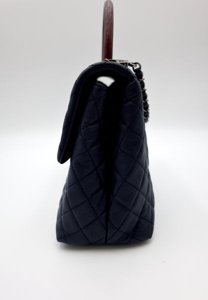Chanel Medium Quilted Caviar with Lizard Coco Top Handle