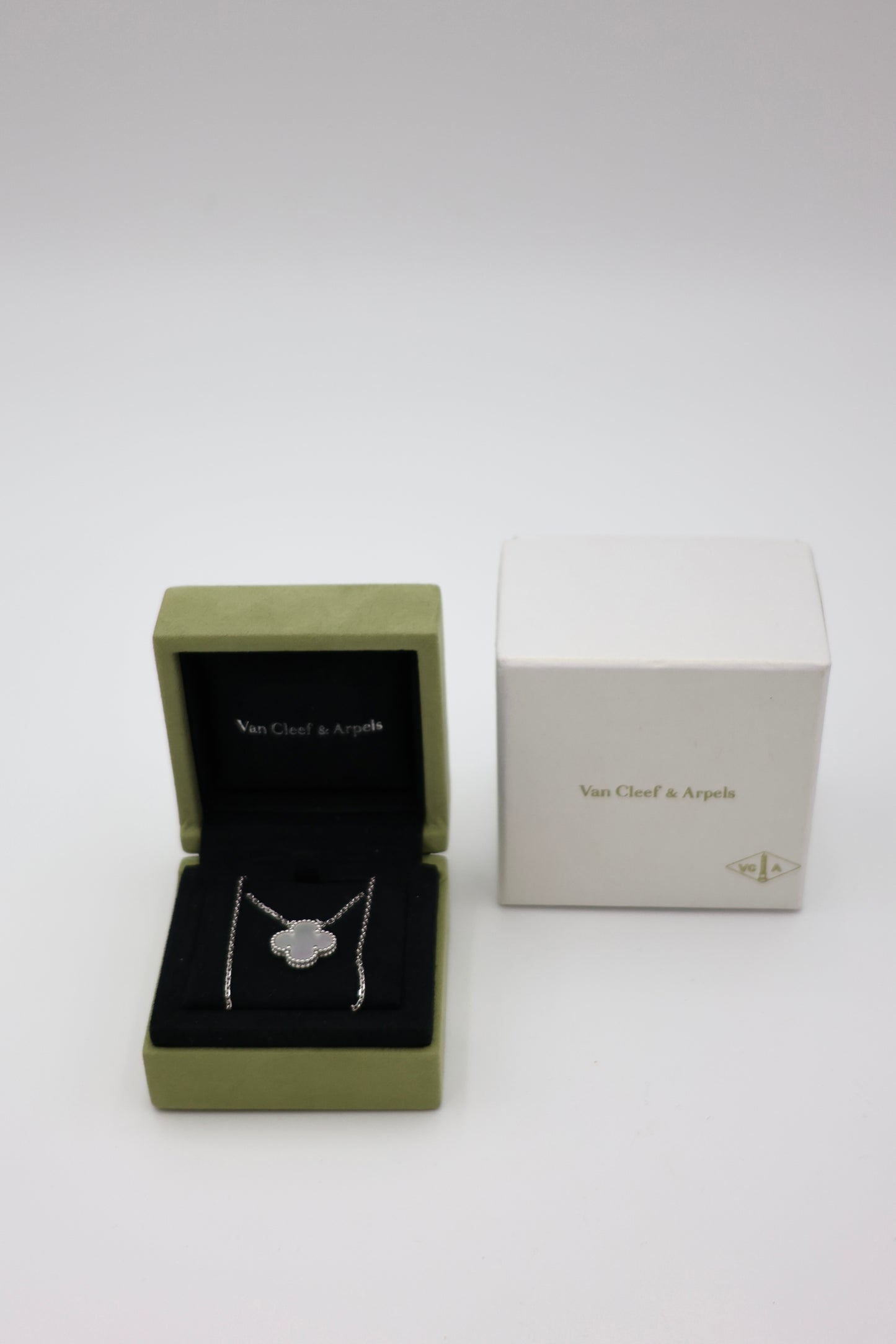 Van Cleef & Arpels Vintage Alhambra Pendant - 18K White Gold & Mother-of-Pearl