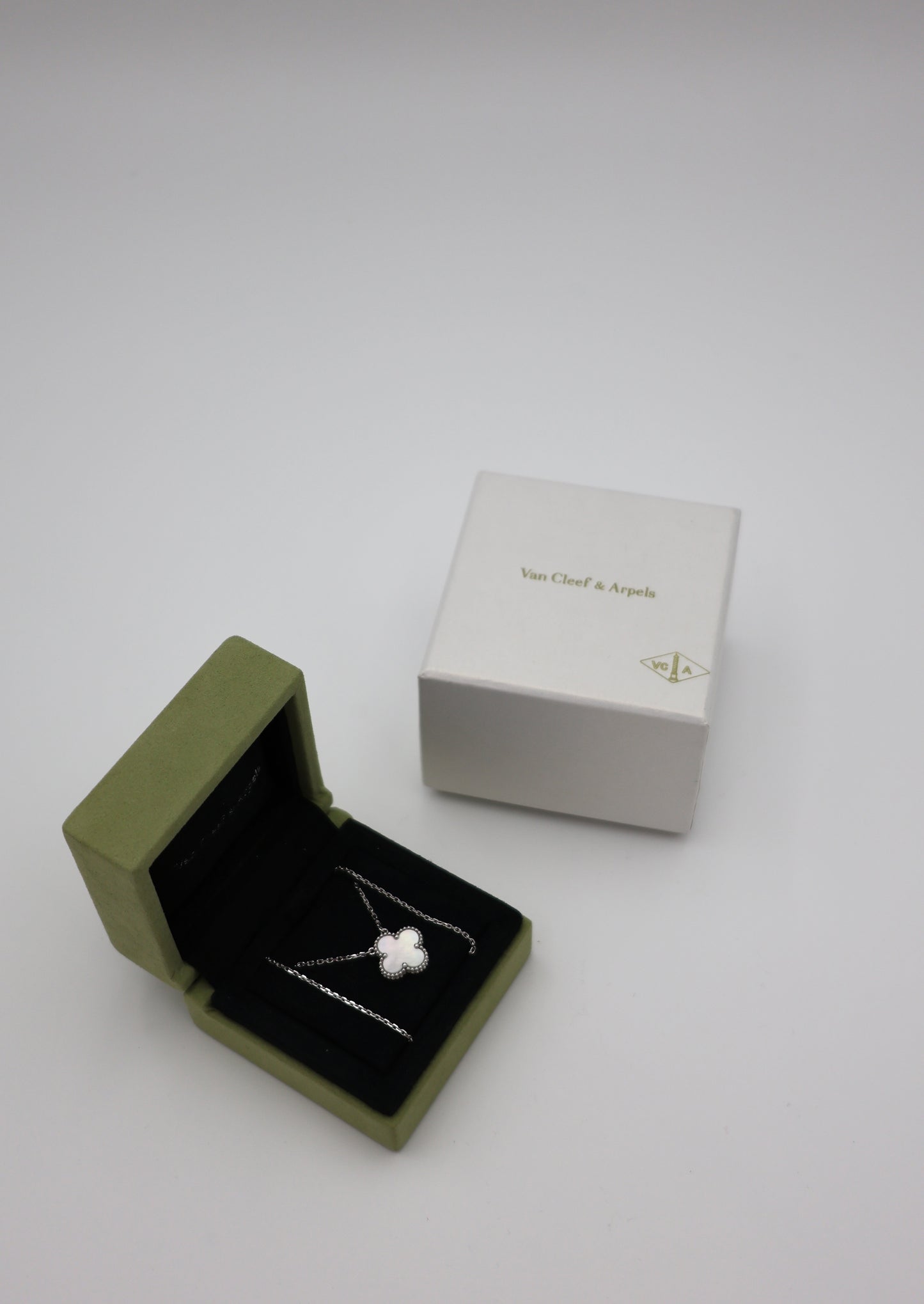 Van Cleef & Arpels Vintage Alhambra Pendant - 18K White Gold & Mother-of-Pearl