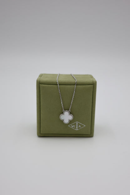 Van Cleef & Arpels Vintage Alhambra Pendant - 18K White Gold & Mother-of-Pearl