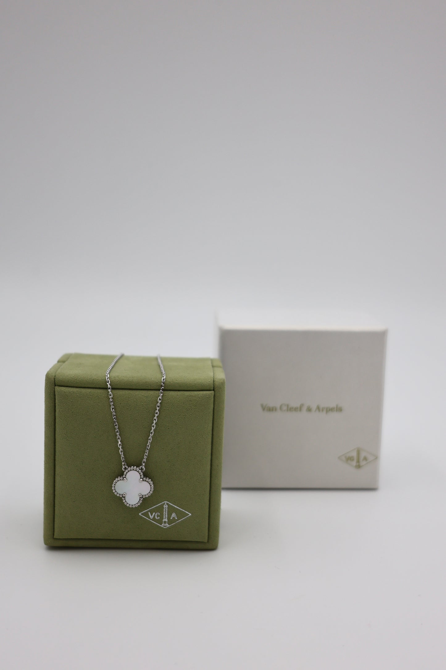 Van Cleef & Arpels Vintage Alhambra Pendant - 18K White Gold & Mother-of-Pearl