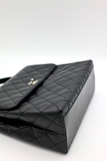 CHANEL Caviar Quilted Jumbo Kelly Flap Black