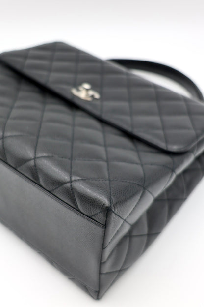 CHANEL Caviar Quilted Jumbo Kelly Flap Black