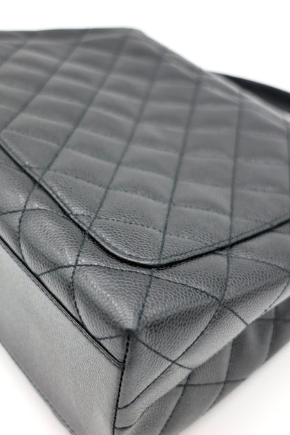 CHANEL Caviar Quilted Jumbo Kelly Flap Black