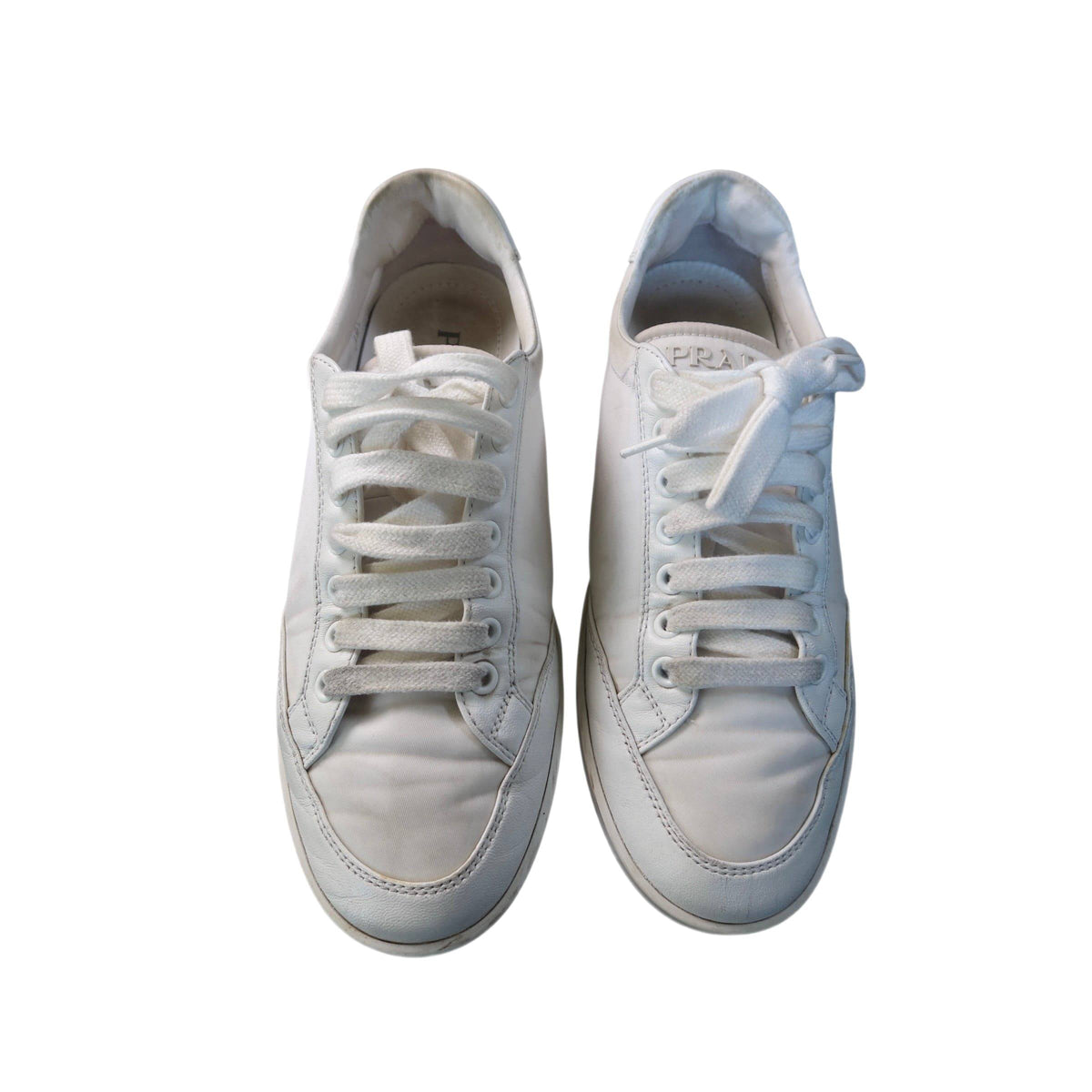 Prada Nappa Re Nylon White Sneakers Low Top Women