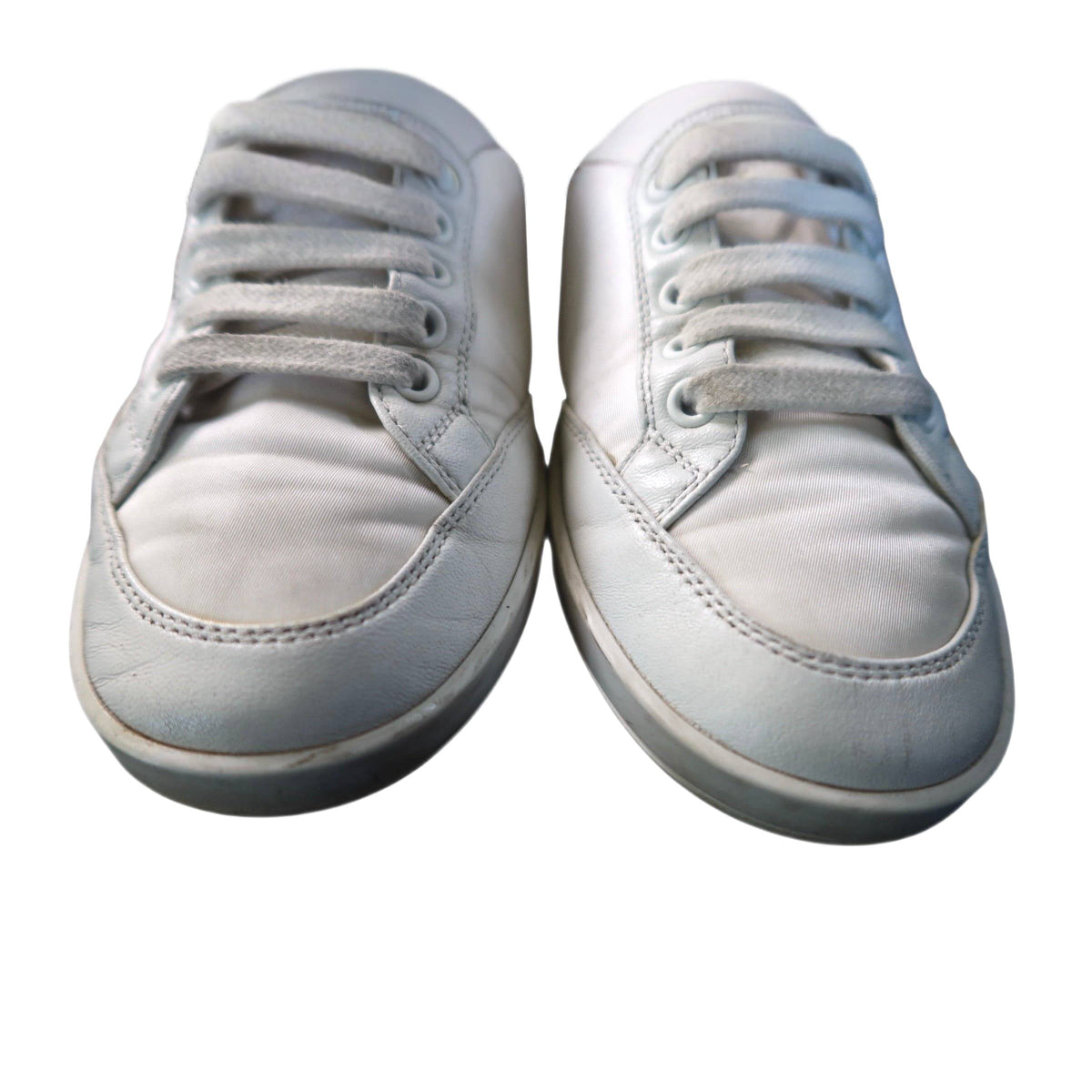 Prada Nappa Re Nylon White Sneakers Low Top Women