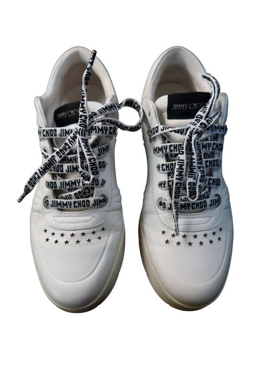 Jimmy Choo White Hawaiian Star Calf Leather Sneakers Women
