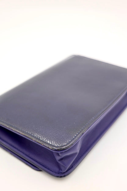 Chanel Timeless Patent Wallet on Chain - Blue with Silver Hardware