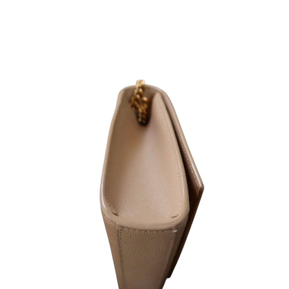 Saint Laurent Grain De Poudre Small Monogram Kate Satchel Nude Powder