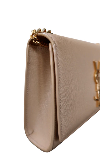 Saint Laurent Grain De Poudre Small Monogram Kate Satchel Nude Powder