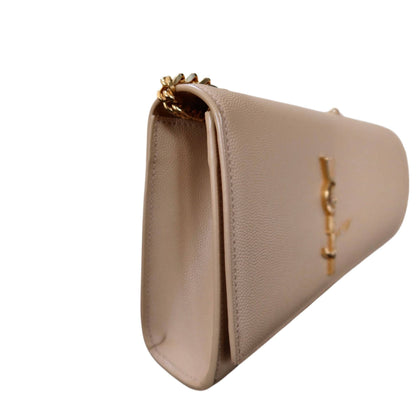 Saint Laurent Grain De Poudre Small Monogram Kate Satchel Nude Powder
