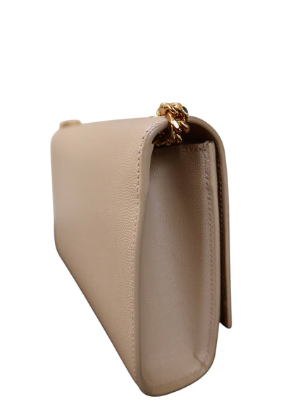 Saint Laurent Grain De Poudre Small Monogram Kate Satchel Nude Powder