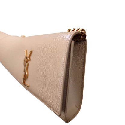 Saint Laurent Grain De Poudre Small Monogram Kate Satchel Nude Powder