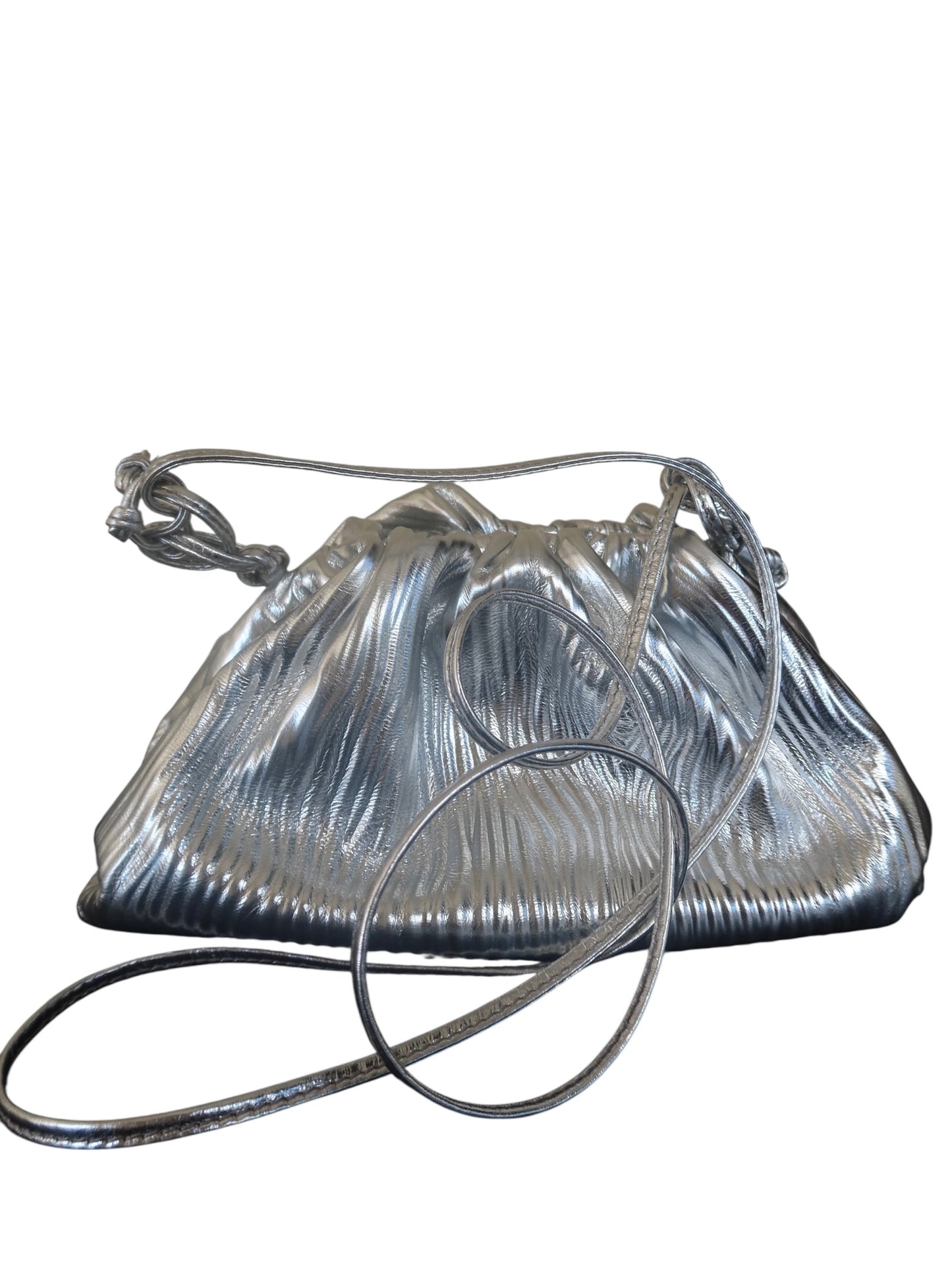 Bottega Veneta Metallic Bark Calfskin The Mini Pouch Silver