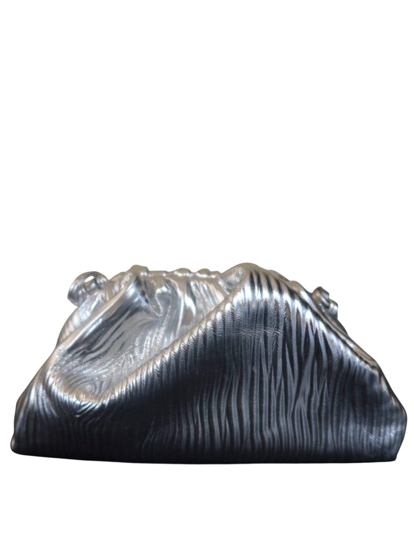 Bottega Veneta Metallic Bark Calfskin The Mini Pouch Silver