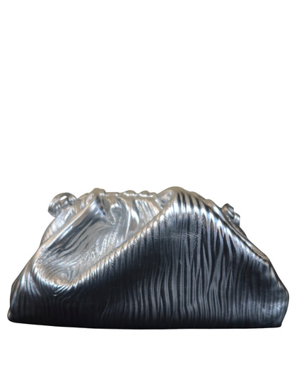 Bottega Veneta Metallic Bark Calfskin The Mini Pouch Silver