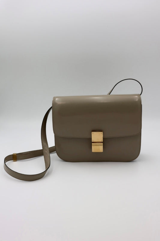 Celine Medium Classic Bag in Beige Patent Leather