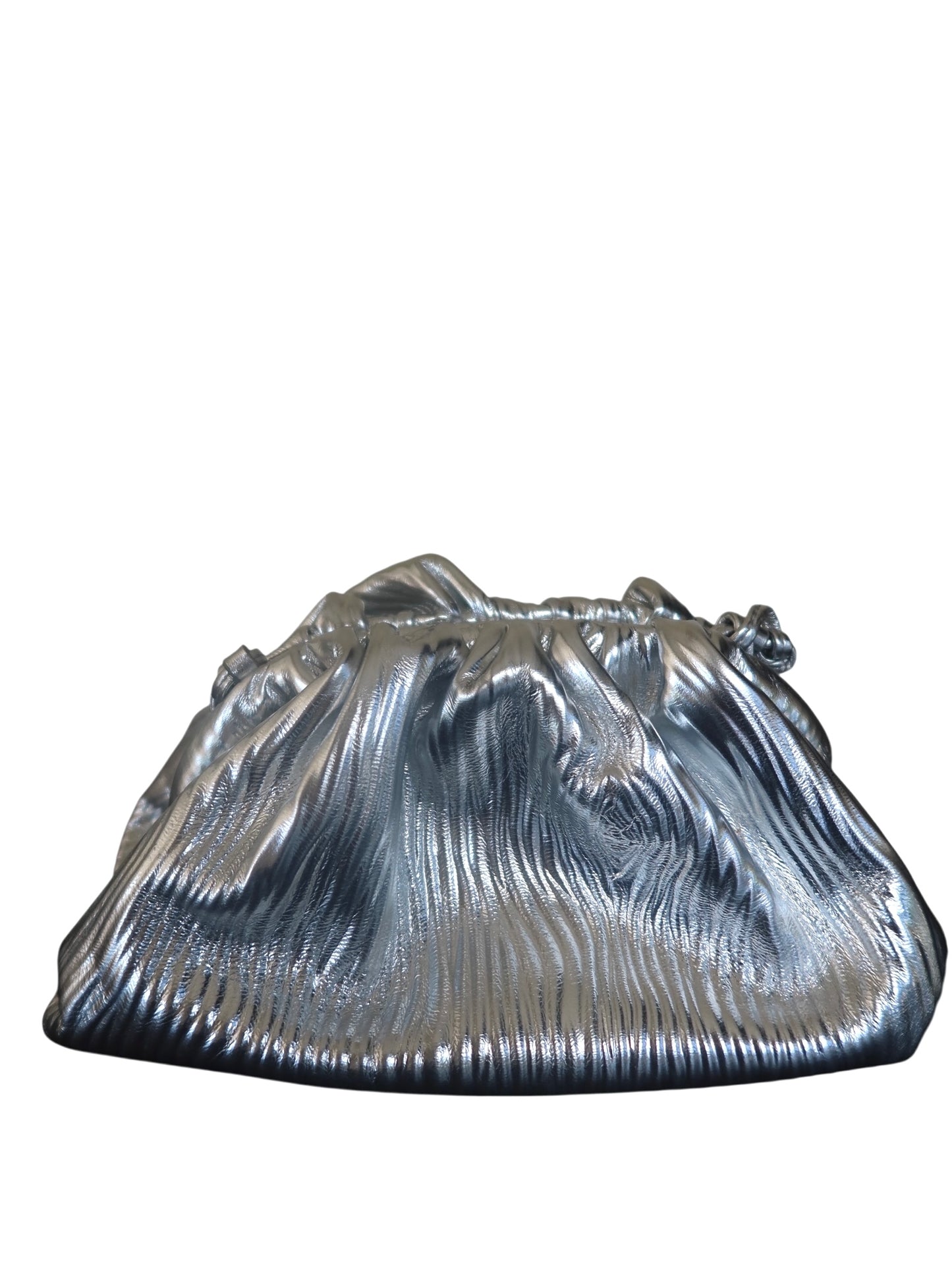 Bottega Veneta Metallic Bark Calfskin The Mini Pouch Silver