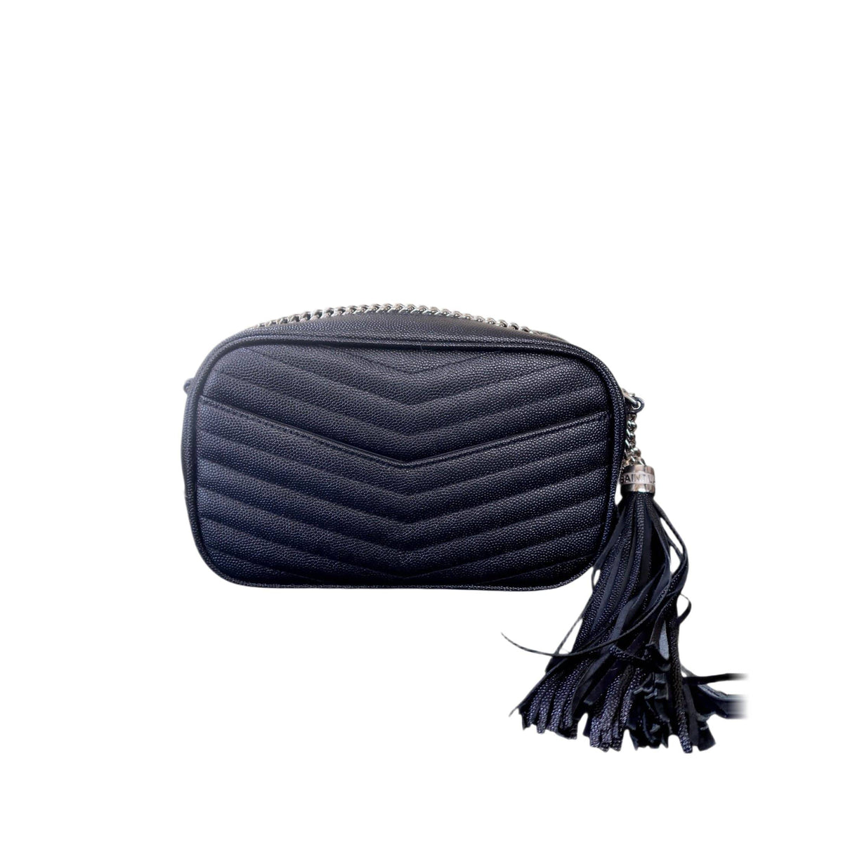 Saint Laurent Grain De Poudre Matelasse Monogram Mini Lou Camera Bag Black