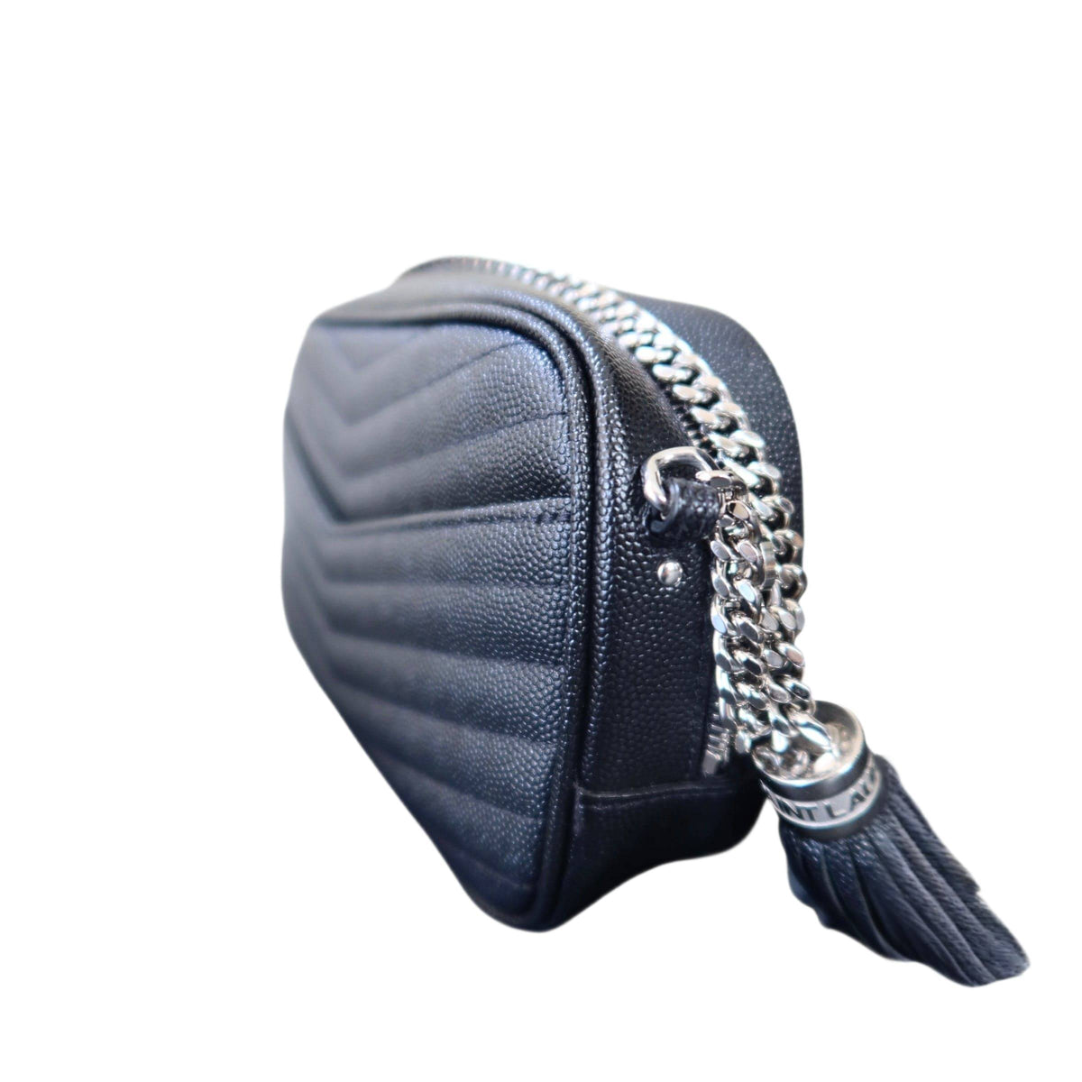 Saint Laurent Grain De Poudre Matelasse Monogram Mini Lou Camera Bag Black