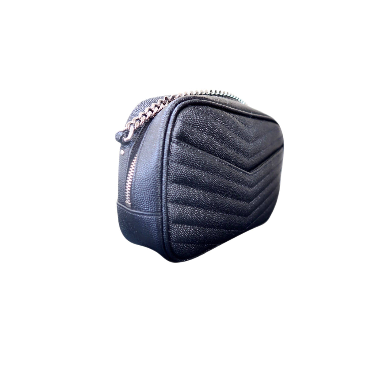 Saint Laurent Grain De Poudre Matelasse Monogram Mini Lou Camera Bag Black