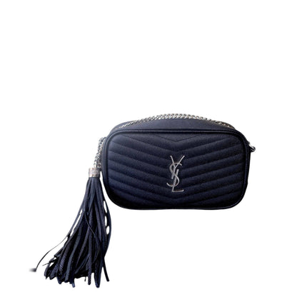 Saint Laurent Grain De Poudre Matelasse Monogram Mini Lou Camera Bag Black