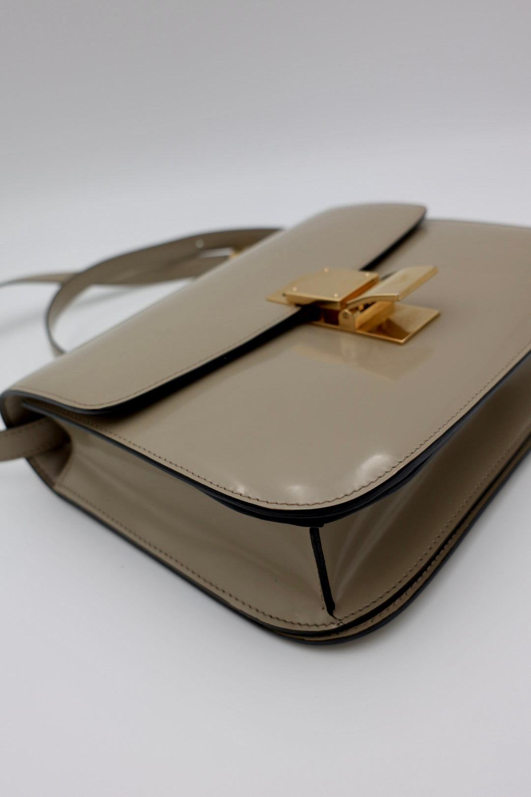 Celine Medium Classic Bag in Beige Patent Leather