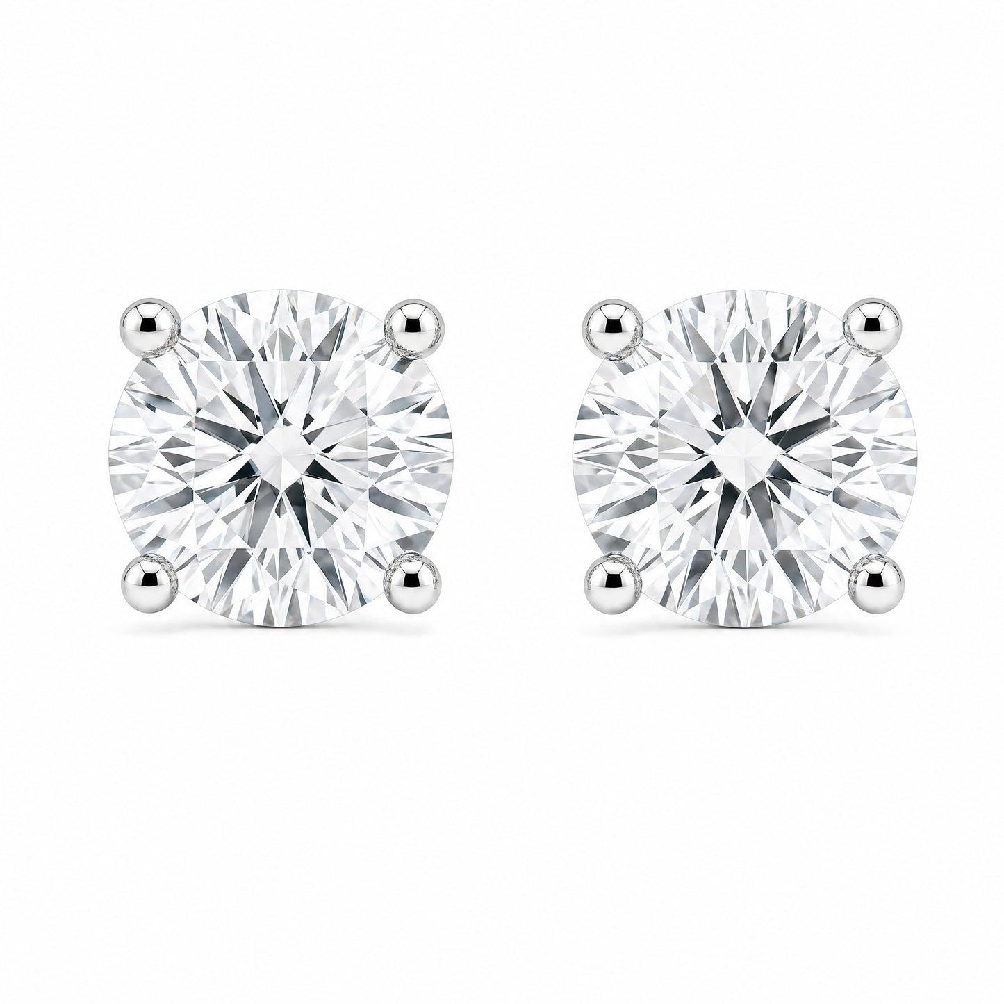 JANARY Round Brilliant 3-Carat Diamond Stud Earrings in 18K White Gold